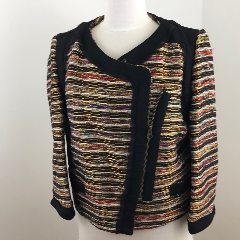 BADGLEY MISCHKA  Cropped Asymetrical Zipper Jacket